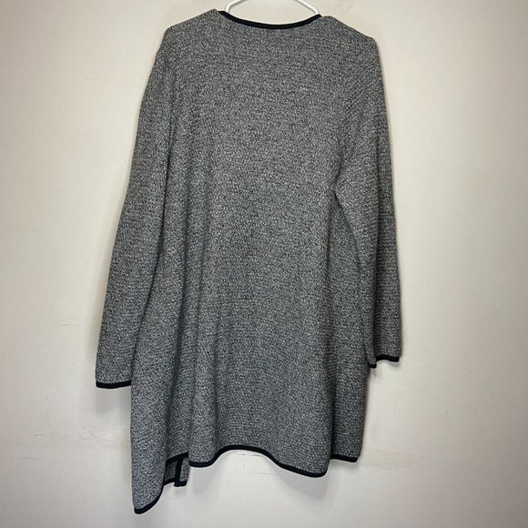 Talbots Women Plus 1X Open Front Duster Cardigan Sweater Gray Knit Longline - Picture 3 of 8